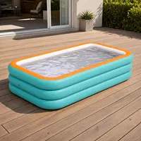 Grand ensemble de piscine gonflable, piscine rectangulaire en PVC à 3 couches pour utilisation en extérieur, jardin, été 4