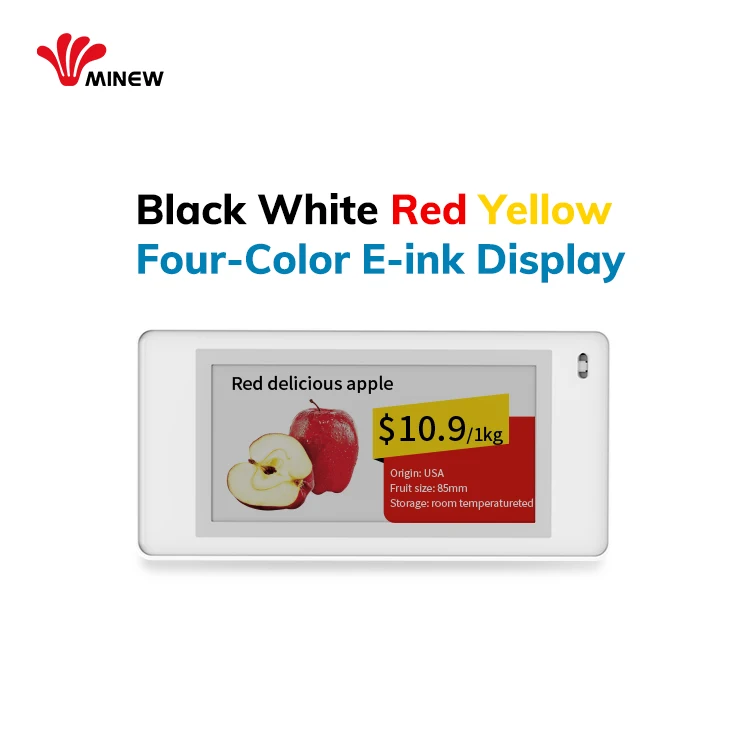 

MinewTag BWRY Four Colors Eink E-paper Color Ink Screen Price Tag for Phone APP Bluetooth Base Station