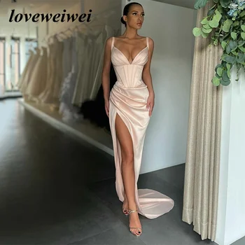 Sexy Deep Satin Spaghetti Evening Dress