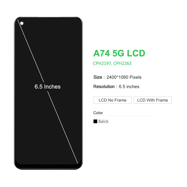 ARSSLY Écran LCD Pour Oppo A54 5G Oppo A74 5G CPH2263 CPH2197 LCD Écran Digitizer Touch Écran Remplacement Assembly Avec Outils (noir, 6,5