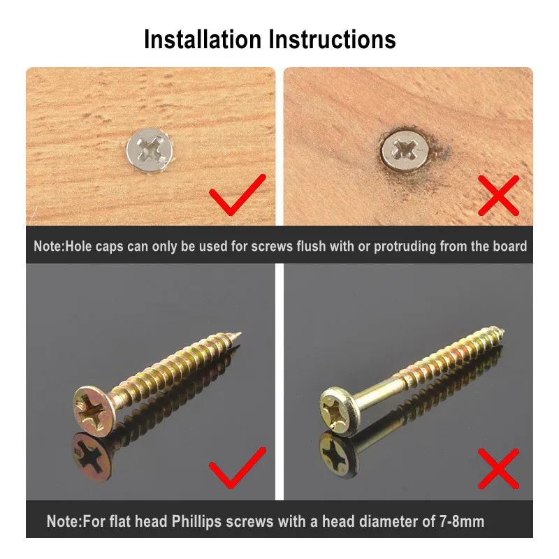 Plastic Screw Cap Covers 100pcs For Furniture Hardware