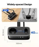 ORICO EU Plug Power Strip with 2AC 3USB Port with 1.1M Extension Cable 5-In-1Travel Smart Socket for Home/Travel Save Space - Image 4