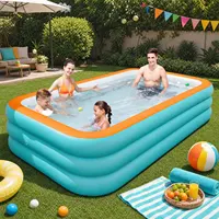 Grand ensemble de piscine gonflable, piscine rectangulaire en PVC à 3 couches pour utilisation en extérieur, jardin, été 1