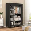 Portable Closet Organizer - 6 Shelves & Hanging Rod - Non-Woven Fabric Cover with 4 Side Pockets - Black - Compact Clothing 1