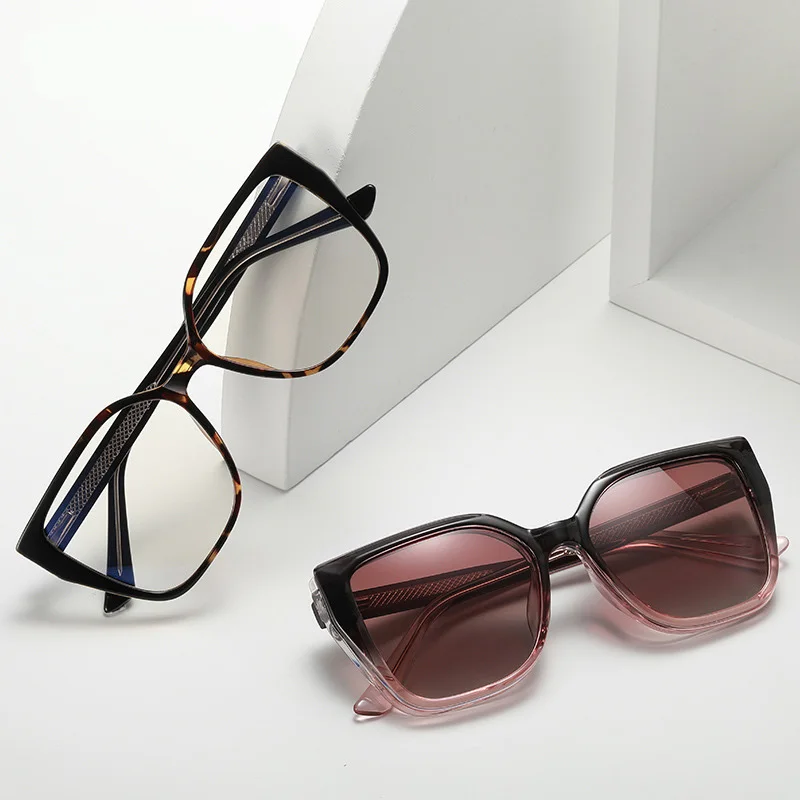 Nearsighted Glasses Blue Light Filter Fashion Cat Eye Anti Glare Polarized Sunglasses Magnetic Clip On Myopia Sun Glasses -2.5 2