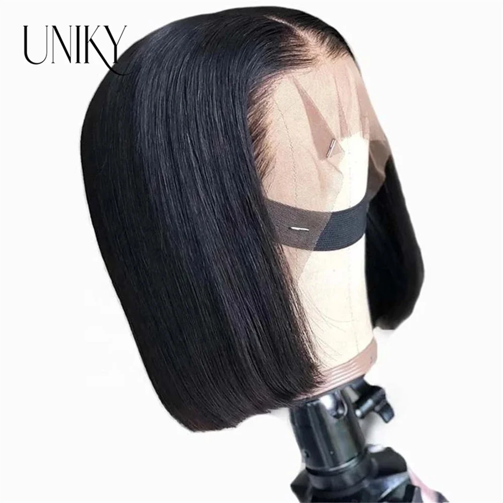 

Short Bob Straight Lace Front Wig 13X4 HD Lace Frontal Wig 150% Density Indian Staright Bob Hair Human Hair Wig For Black Women