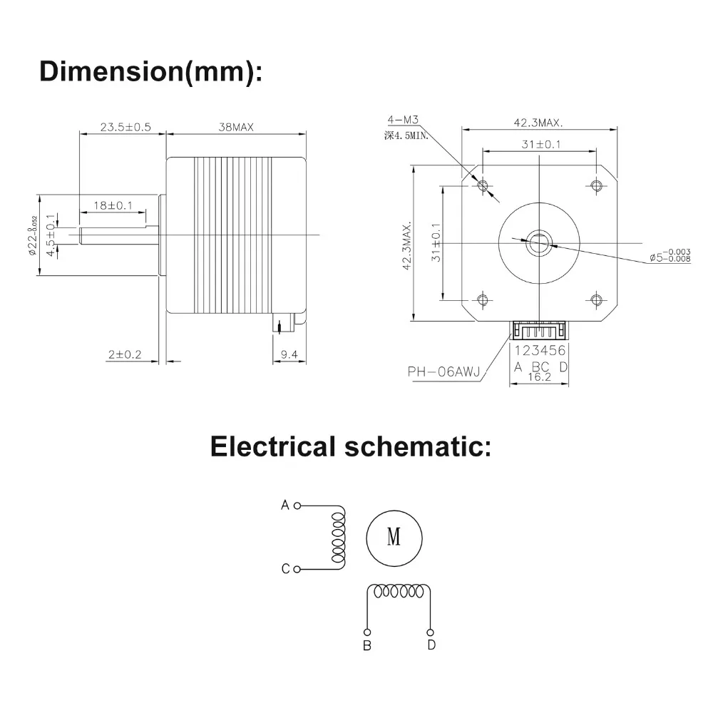 1.5a, 17hs4401, 17hs4401s, 4-line, para cnc, xyz, 5pcs
