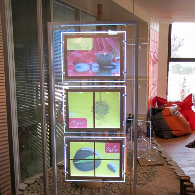 Tanie A4 jednostronnie podświetlany Digital Signage Estate Agent LED okno Lightbox sklep