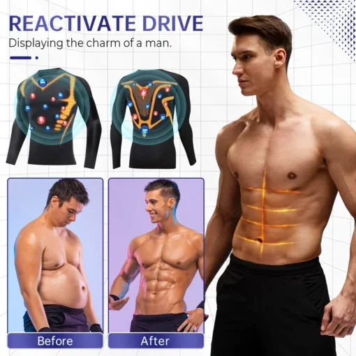 

Sugoola Far-Infrared Tourmaline Therapy Gynecomastia Mens Ion Shaping Fitness Top Fitness Tummy Control Shirts