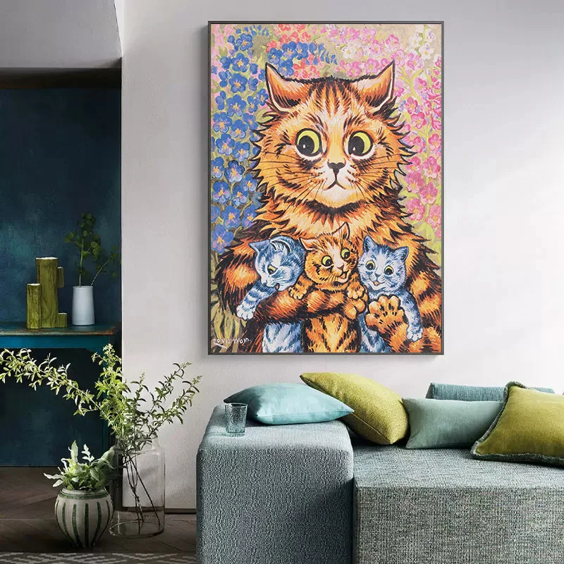 Famous Louis Wain Cat Portrait Vintage Poster Canvas Painting The Cat  Gathering Cute Kitty Giclee Fine Art Print Room Home Decor - AliExpress