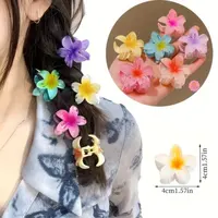 12 Piece Random Mixed Color Egg Flower Hair Clip, Gradient Flower Shaped Design, Elegant And Cute Headwear Set 2