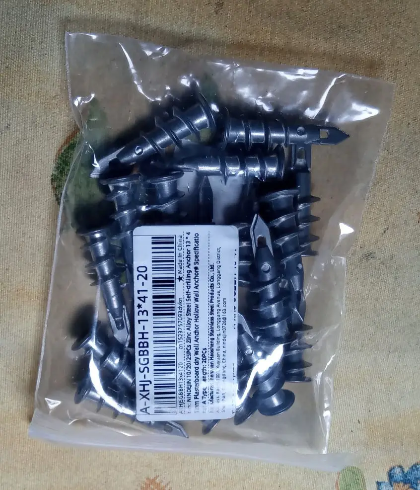 NINDEJIN 10/20/25pcs Zinc Alloy Steel Self-drilling Anchor 13*41mm Plasterboard Drywall Anchor Hollow Wall Anchor photo review
