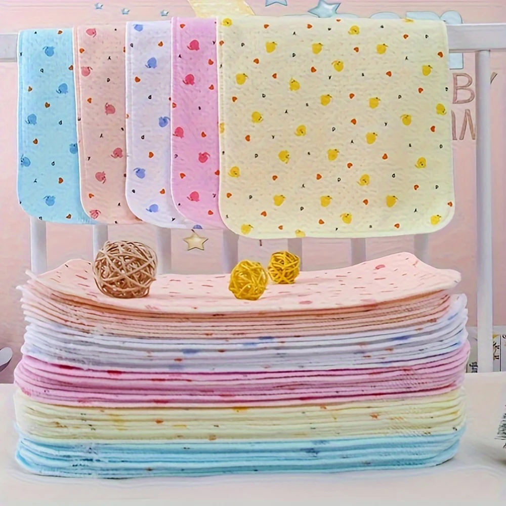 5PC 19.69inch*27.56inch Soft Diaper Pad,Cute Diaper Pad, Cotton Washable Waterproof Pad, Breathable Leak-proof Pad