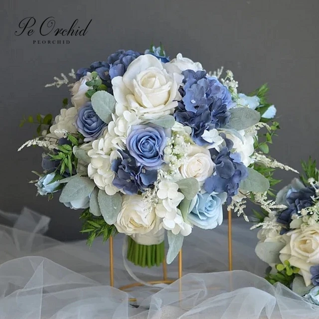 Dusty Blue Wedding Brooch Bouquet