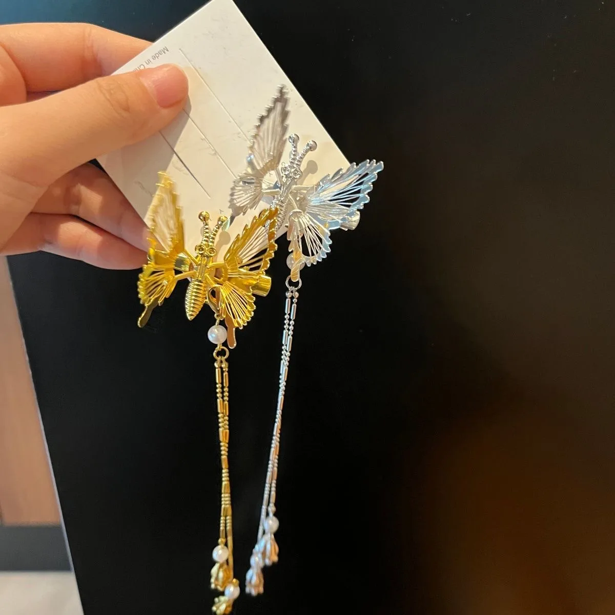 Hair Accessories Elegant Tassel Butterfly Hairpin Female Antique Trembling Side Clip Moving Headdress