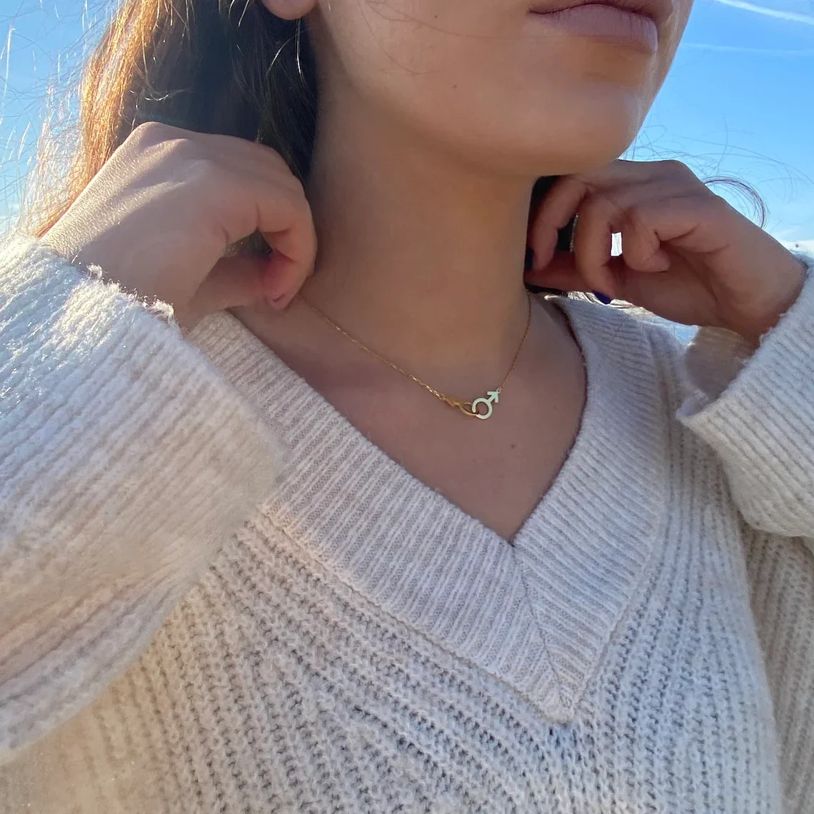 Double Mars Necklace | Gay Couple Necklace | Mars Symbol