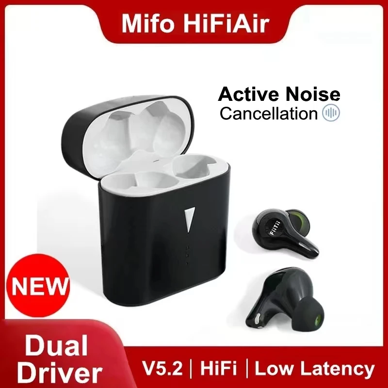  FiiTii от Mifo HiFiAir беспроводные наушники, гибридные ANC Bluetooth 5,2 наушники, 4 микрофона, шумоподавление, игровые наушники с двойным Драйвером 