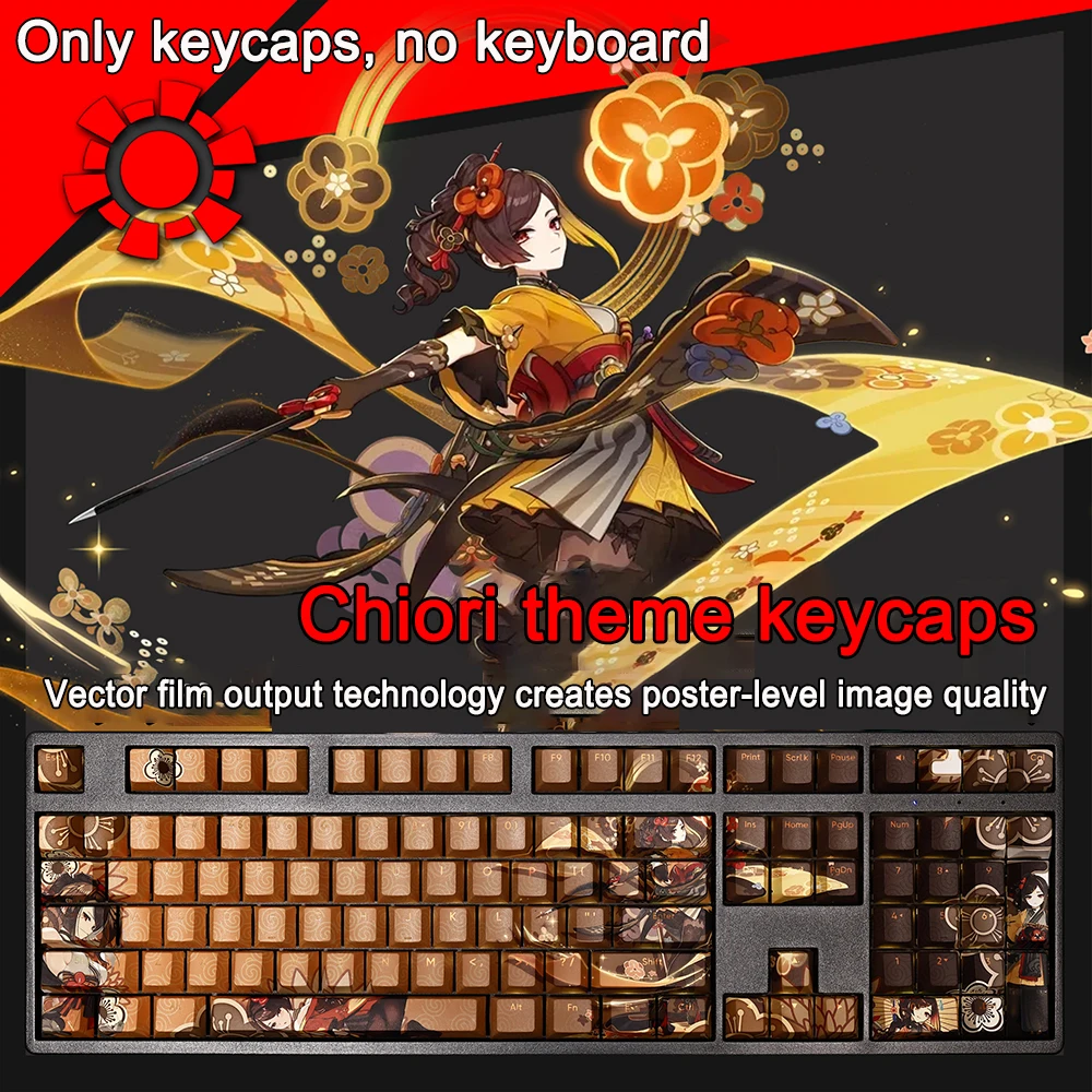 

108 Keys/set Genshin Impact Keycaps Chiori Keycap PBT Dye Subbed Keycaps Cherry Profile Anime Gaming Key Caps For ANSI 61 87 104