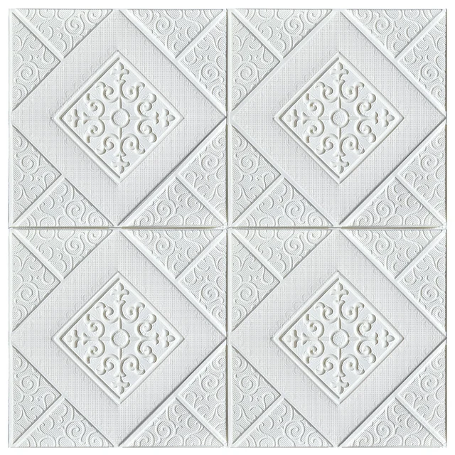 10Pcs 70×70cm Ceiling Wallpaper 3D Foam Brick Wallpaper Adhesive Wall Decor Wall Stickers