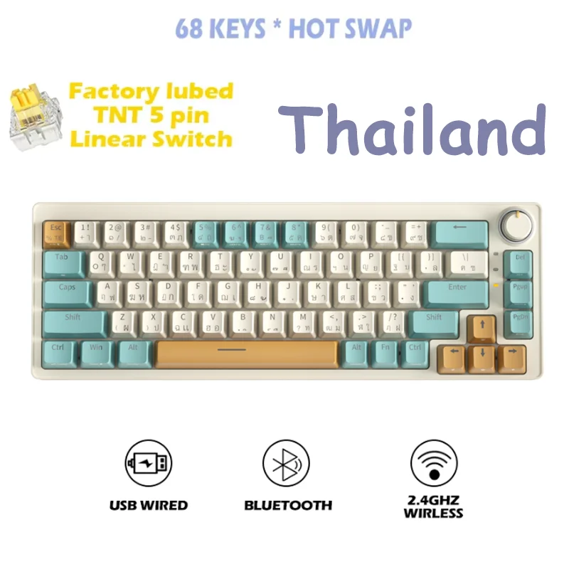 ZIFRIEND 68 Keys Wirless Mechanical Keyboard PBT RGB Bluetooth 2.4