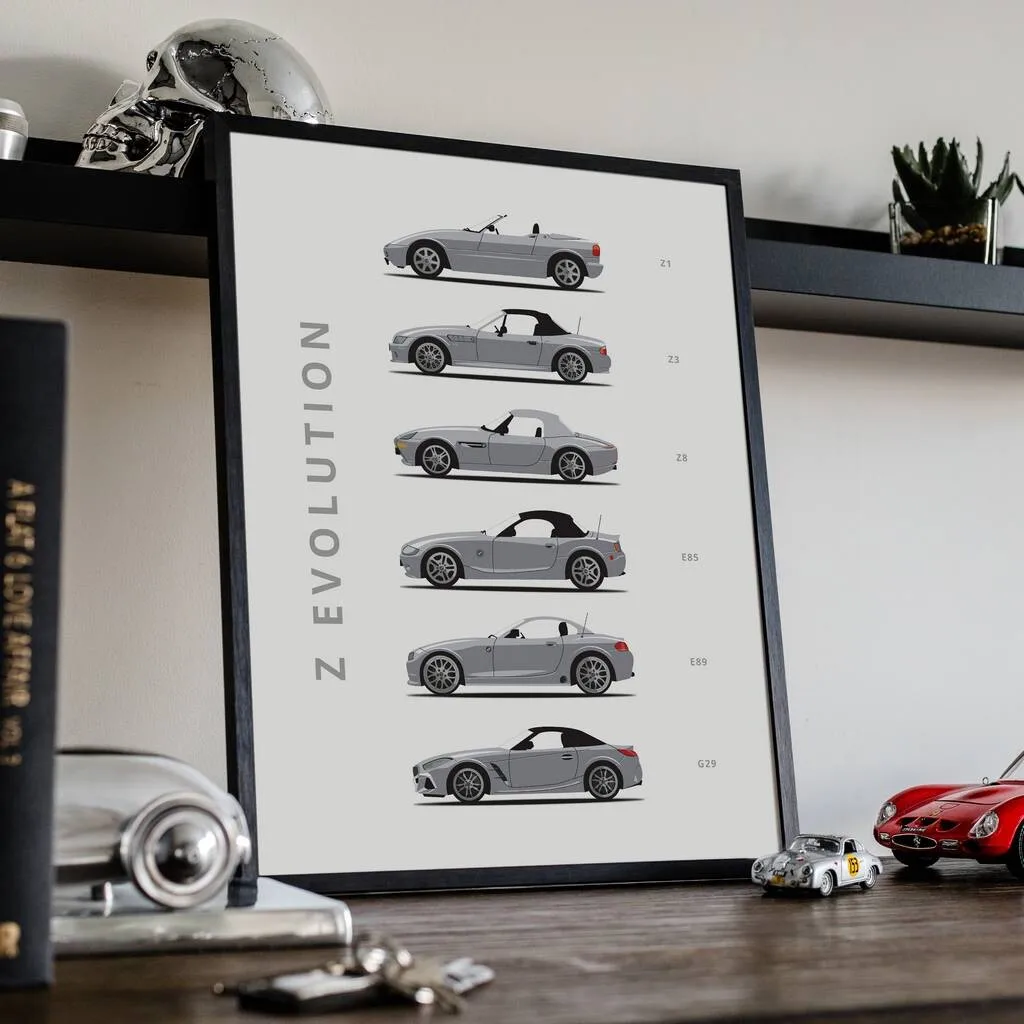 

Z Car Evolution Car Poster Print On Canvas Painting Home Decor Wall Art Picture For Living Room Gift Frameless