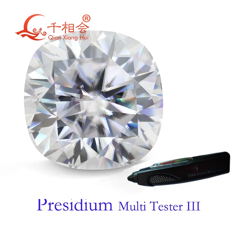 

D white color cushion shape diamond cut moissanite moissanite loose stone Positive diamond can pass presidium 3 tester pen