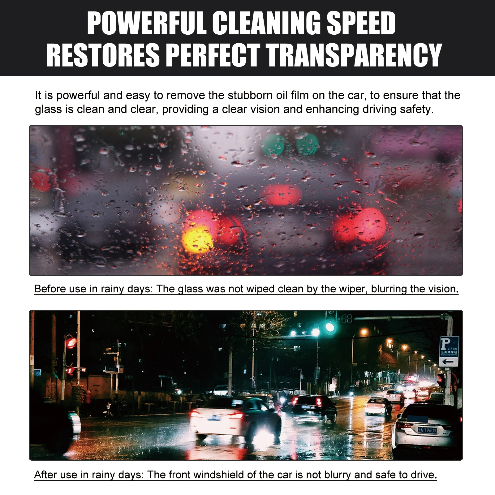 Glass Oil Film Remover Front Windshield  Cleaner Oil Film Cleaner Window Cleaner Stains Multi-functional Glasses Cleaner