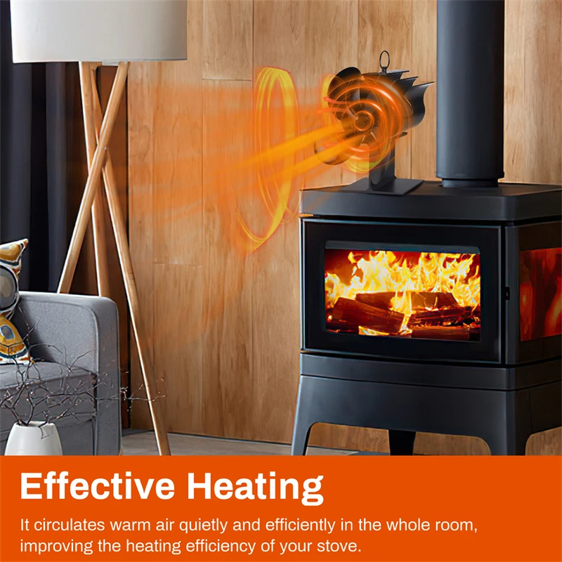 Ae96d6c56f65c40fea95a490ecc3d3233R 6/5/4 Blades Black Fireplace Fan Heat Powered Stove Fan No Battery Wood Burner Wall Mounted Eco Quiet Fan