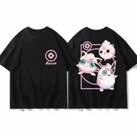 MINISO Pokémon Women's Tops Pokemon cotton Print T Shirt Trendy Summer Casual Short Sleeve Pikachu Cute Daily Clothing Tees New 1