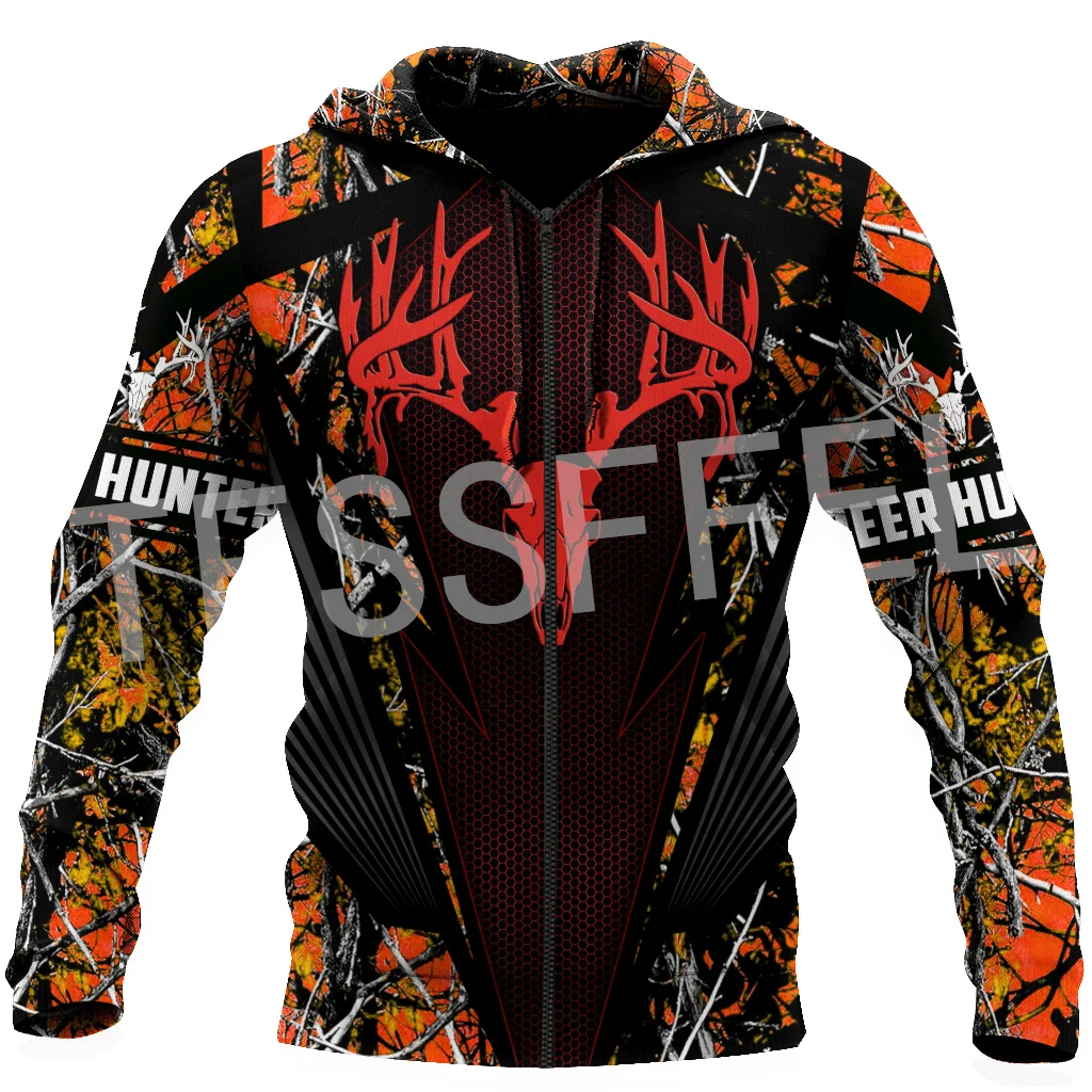 Custom Name Deer Hunting Animal Bow Hunter Camo Cosplay Tattoo Retro Tracksuit 3DPrint Harajuku Casual Pullover Jacket Hoodies U