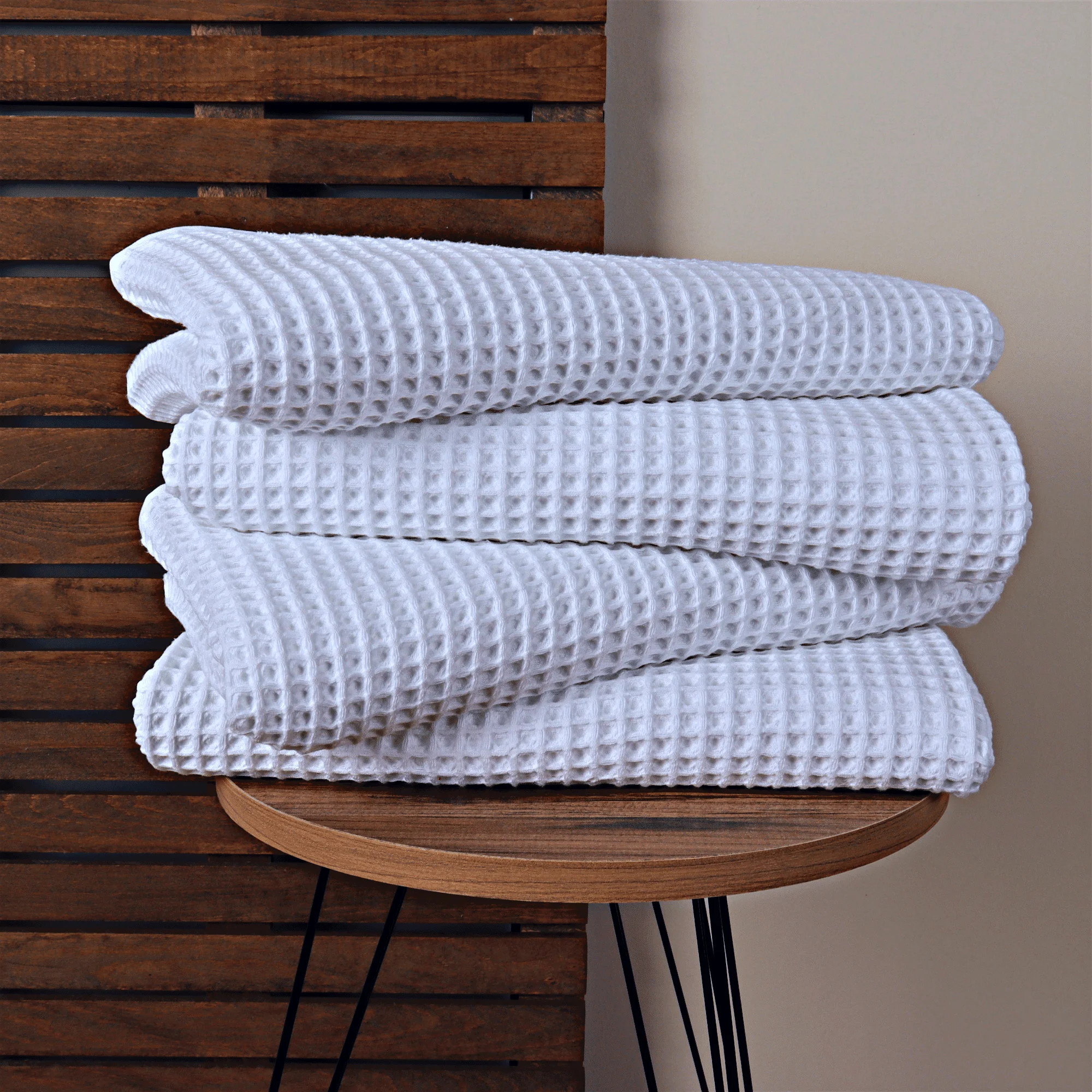 Powder Linen & Cotton Honeycomb Waffle Towel