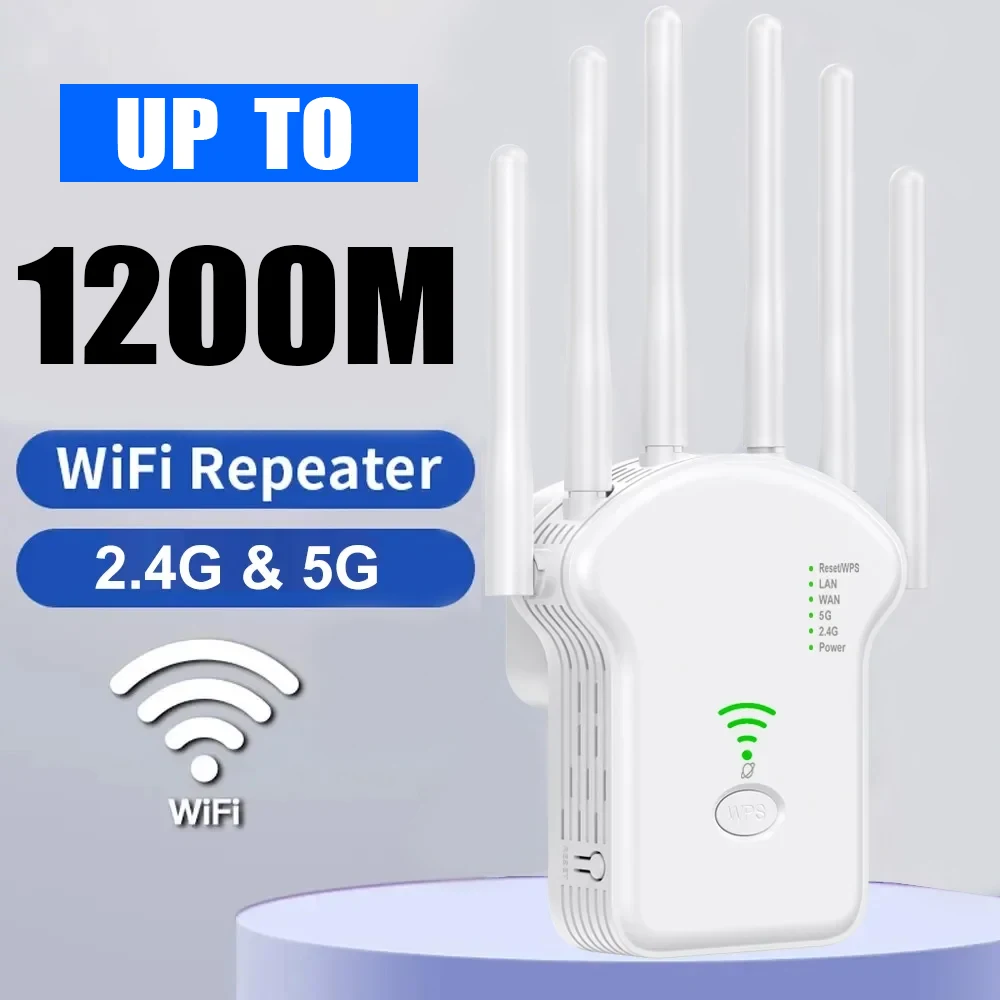 Wi Fi Router 1200Mbps Wireless WiFi Repeater Dual-Band 2.4G 5G Extender Antenna Network Amplifier WPS