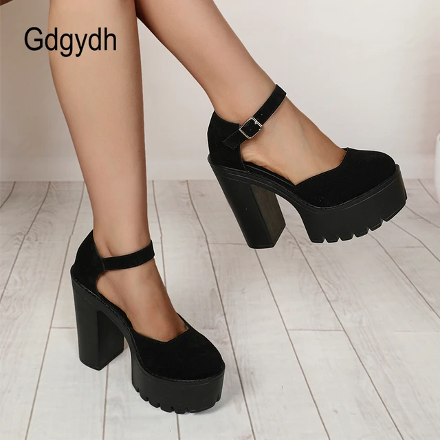 Womens Chunky High Heel Pointed Toe Pumps Casual Ankle Strap Closed Toe  Block Shoes - Walmart.com