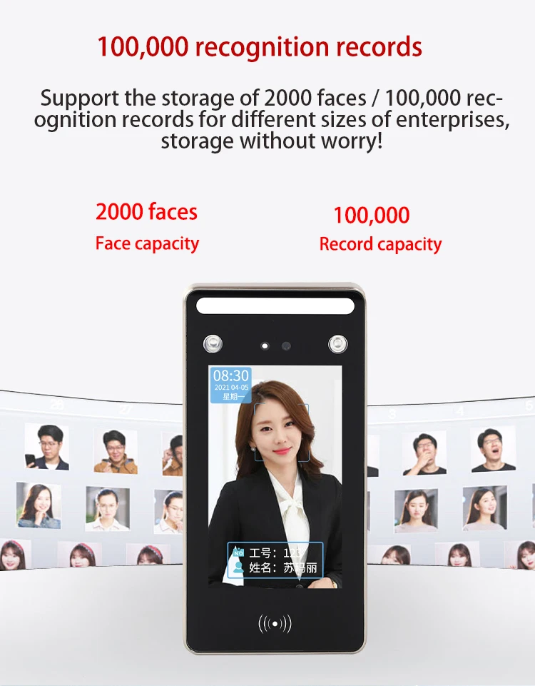 4.5-inch Dynamic Face Access Control Time and Attendance Machine RFID Card Access Control Time and Attendance Door Lock System