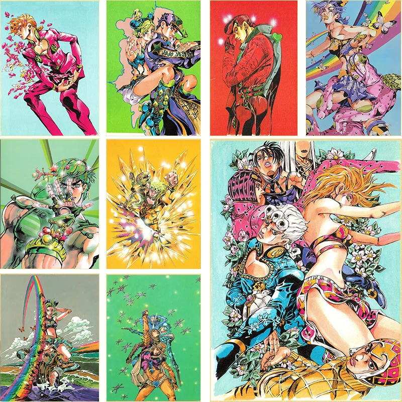 

Japanese Anime JoJo S Bizarre Adventure Poster Cartoon Role Fans Collection Gift Manga Illustration Otaku Bedroom Home Decor