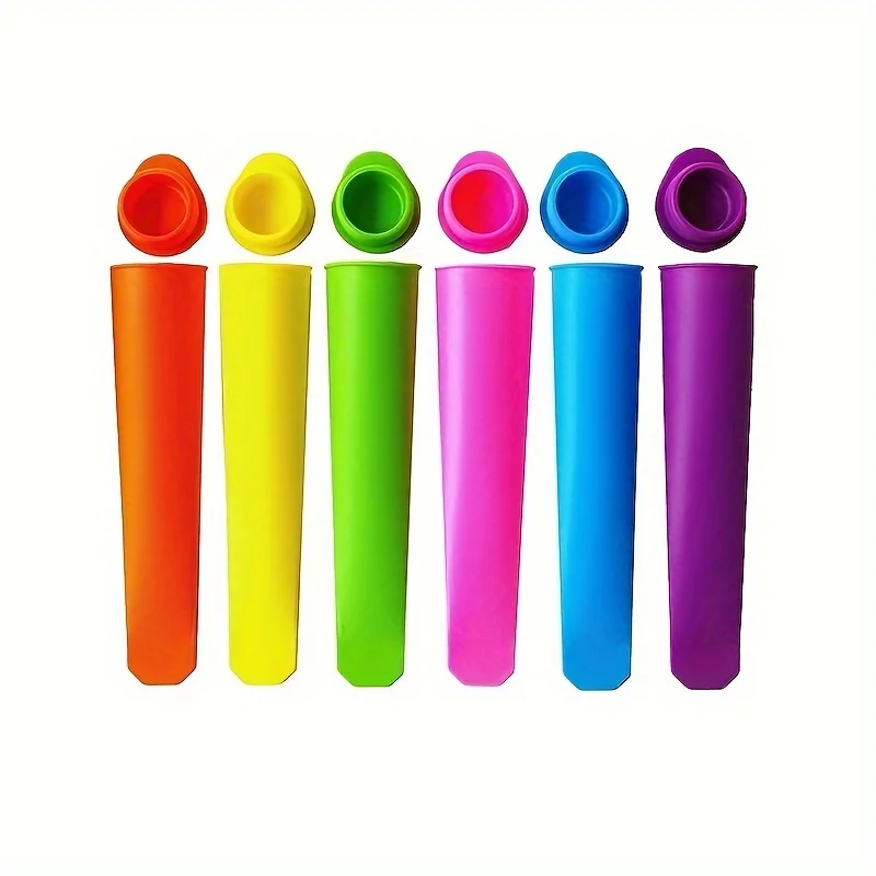 Ice Cream Molds 6 Reusable Silicone Ice Pop Molds Multi Colors Popsicle Maker With Lids