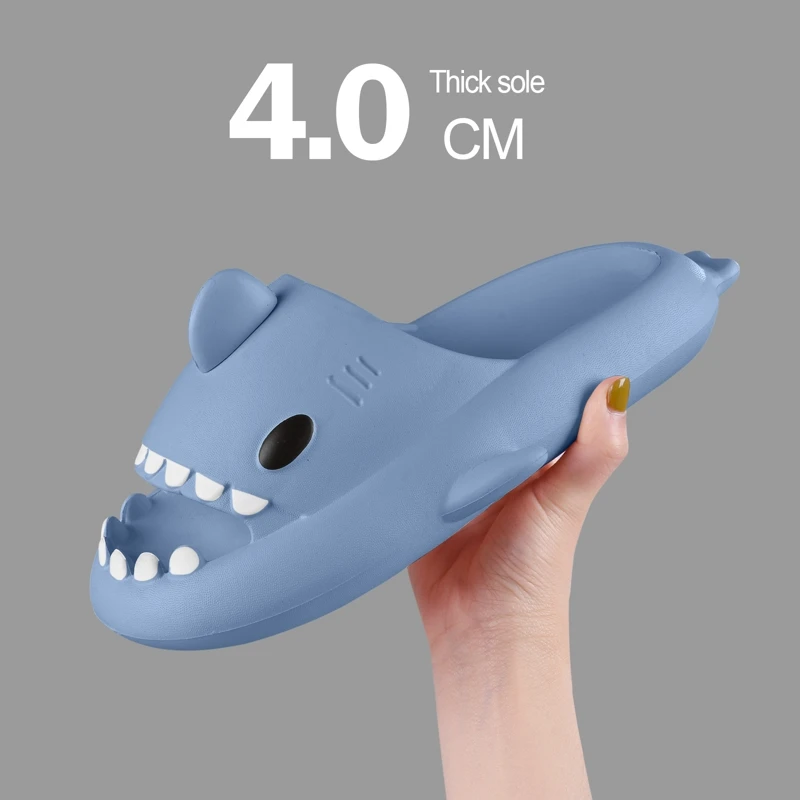 2023 New Women Shark Slippers Thick Slides Men Bathroom Flip Flops Home Anti-Skid Flat Shoes Outdoor Children\'s Funny Sandals
