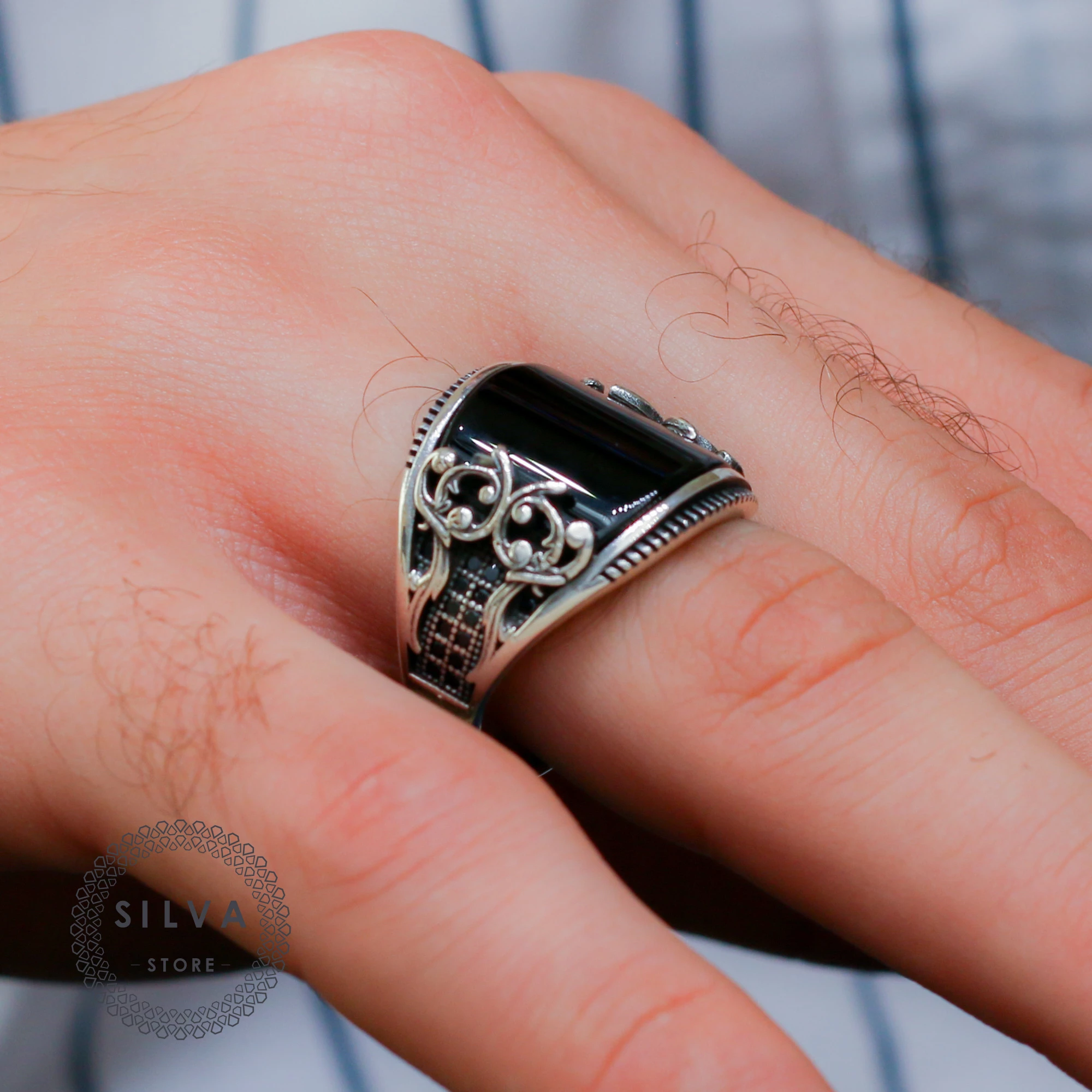 Anillo para hombre de plata 925 con piedras de ónix o turquesa. Joyería para estampada con sello de plata 925 todos los tamaños están disponibles|Anillos| - AliExpress