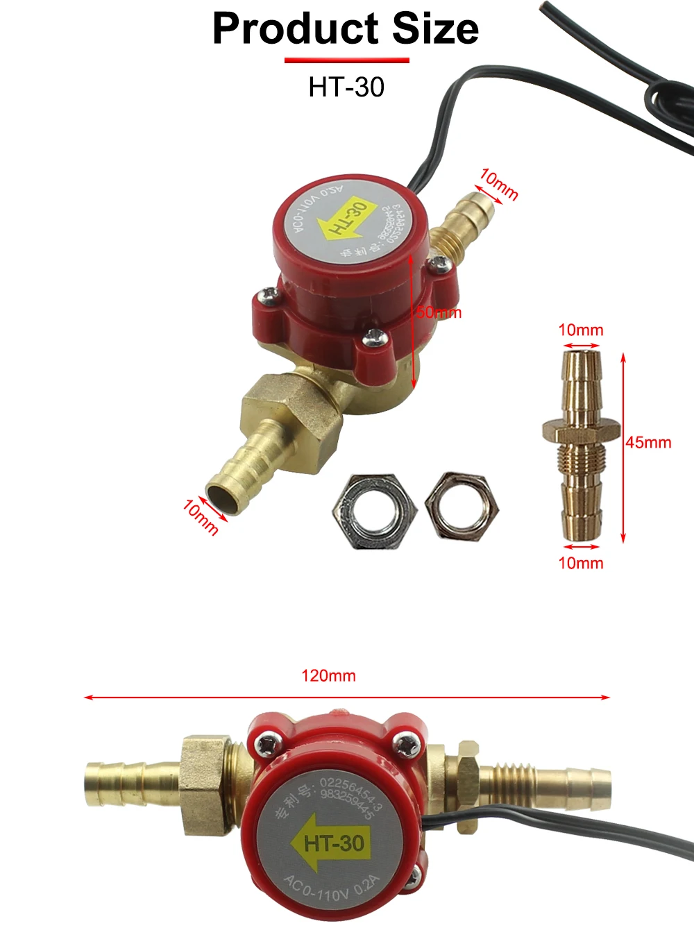 Hunst HT-30 Water Protect Wasserdurchflusssensor Laserrohr Wasserdurchflussschalter 10 mm für CO2-Lasergravur-Schneidemaschine. – Detail 2