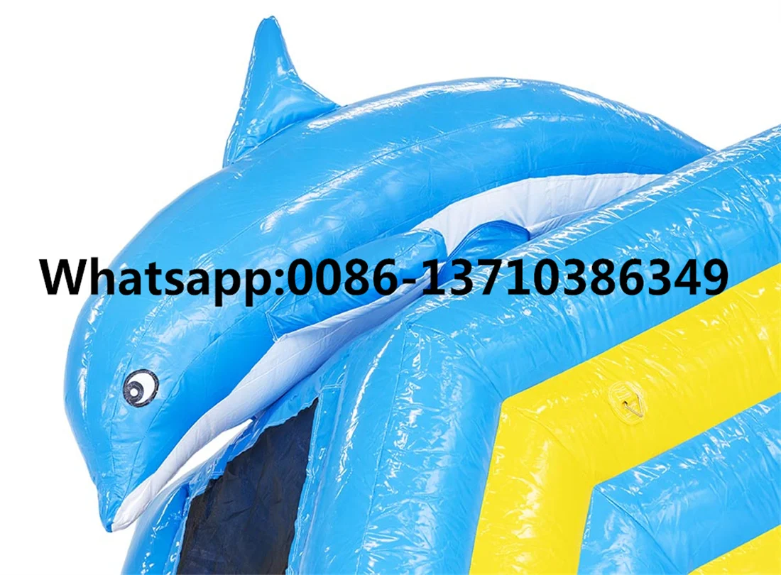 Commercial hot-selling outdoor dolphins, inflatable water, pool slide BD-075