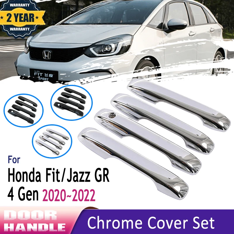 Styling Chrome For Honda Fit Jazz 4 4th Generation Mk4 GR GS 2020 2021 2022 Black Carbon Fiber Door Handle Cover Car Accessories 1