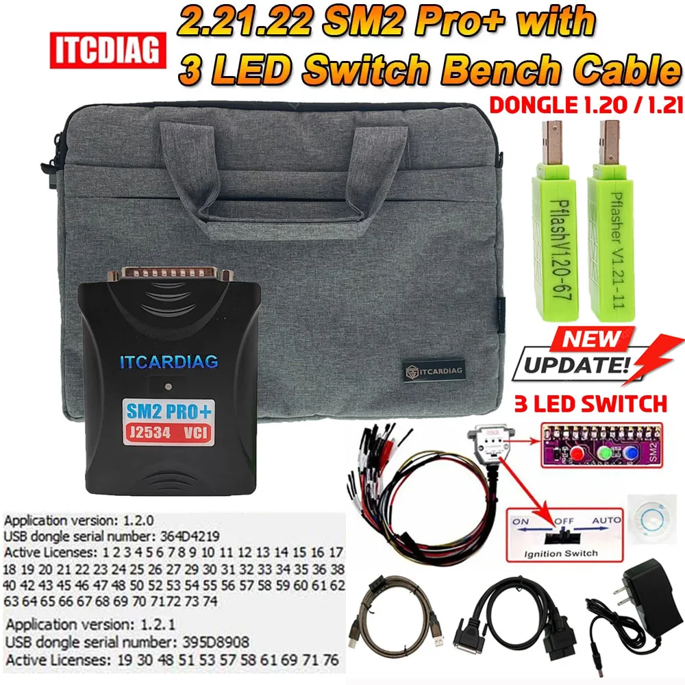 

2.21.22 ITCARDIAG SM2 Pro+ J2534 with Bag VCI ECU Chip Tuning Programmer Read Write Tool 69 Moudels Pflaser1.20/1.21 PCM Reader