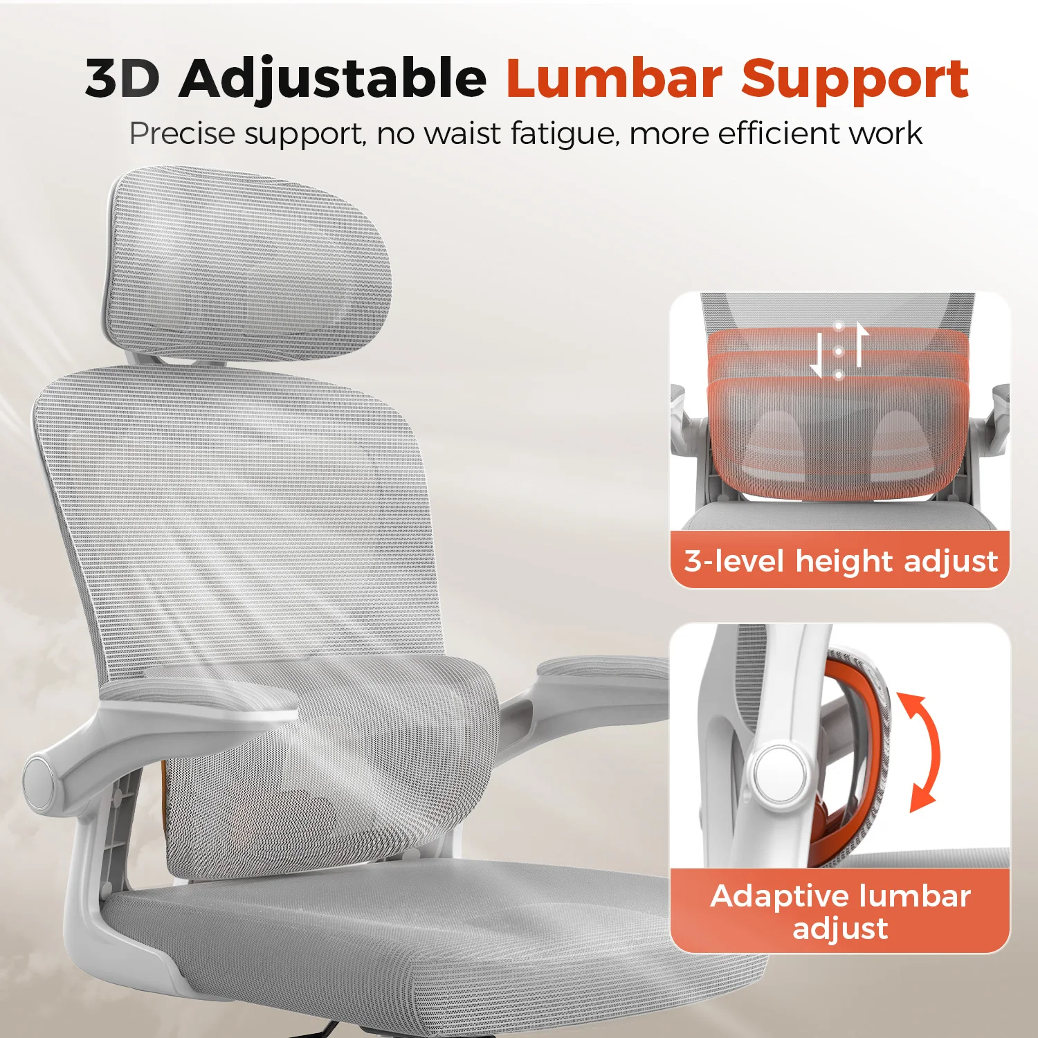 Comhoma Office Chair Ergonomic Desk Chair with Flip-Up Armrests, 3D Headrest Executive Desk Chair Comfy 6