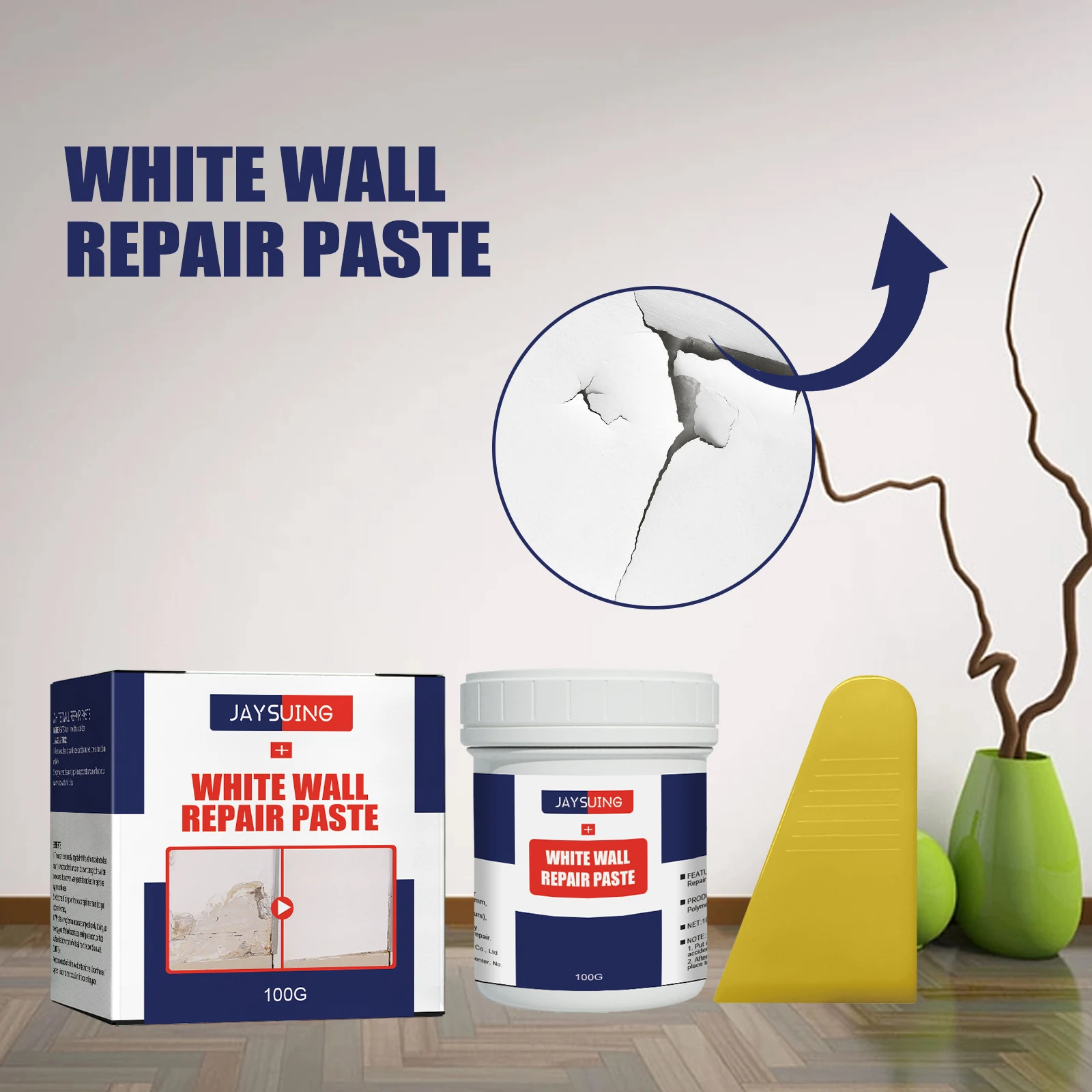 Jaysuing Waterproof Crack Mildew Resistant White Wall Repair Paste Crack Filling Stains Cleaner Wall Mending Cream