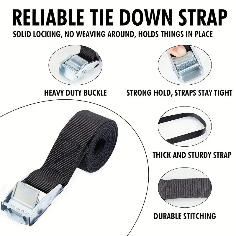 Cargo Tie Down Strap 3pcs 1m*25mm Tie Down Strap Strong Ratchet Belt Luggage Bag Cargo Lashing With Metal Buckle Heavy Duty Belt Zinc Alloy Buc