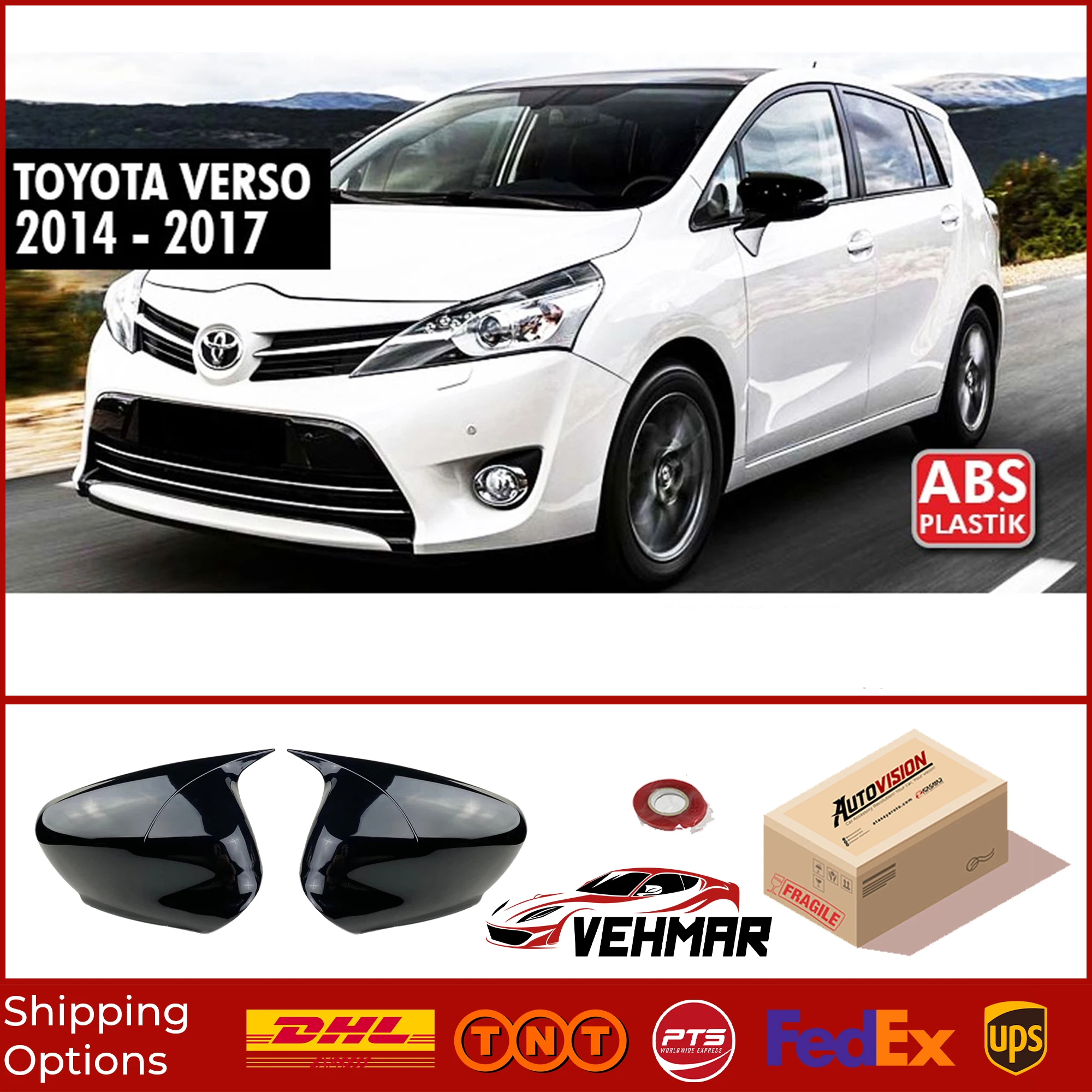 

Модель летучей мыши, зеркальный чехол для Toyota Verso 2014-2017, аксессуар, яркая черная летучая мышь, чехол с бэтментом, автомобильные щитки, Внешние детали