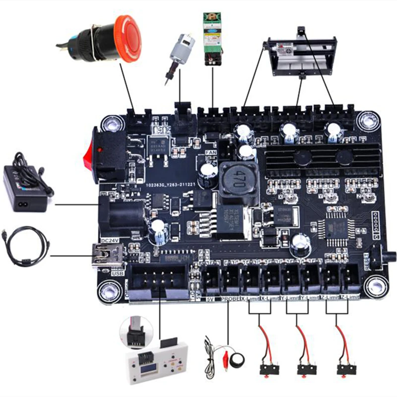 GRBL 1.1 USB Port CNC Engraving Machine Laser Control Board 3 Axis for 3018 Pro Integrated Driver Can Add Offline