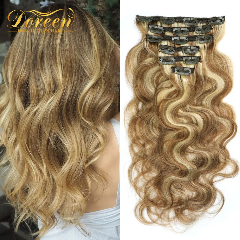 Doreen 120G Wellig Clip In Extensions Menschliches Haar Maschine Remy