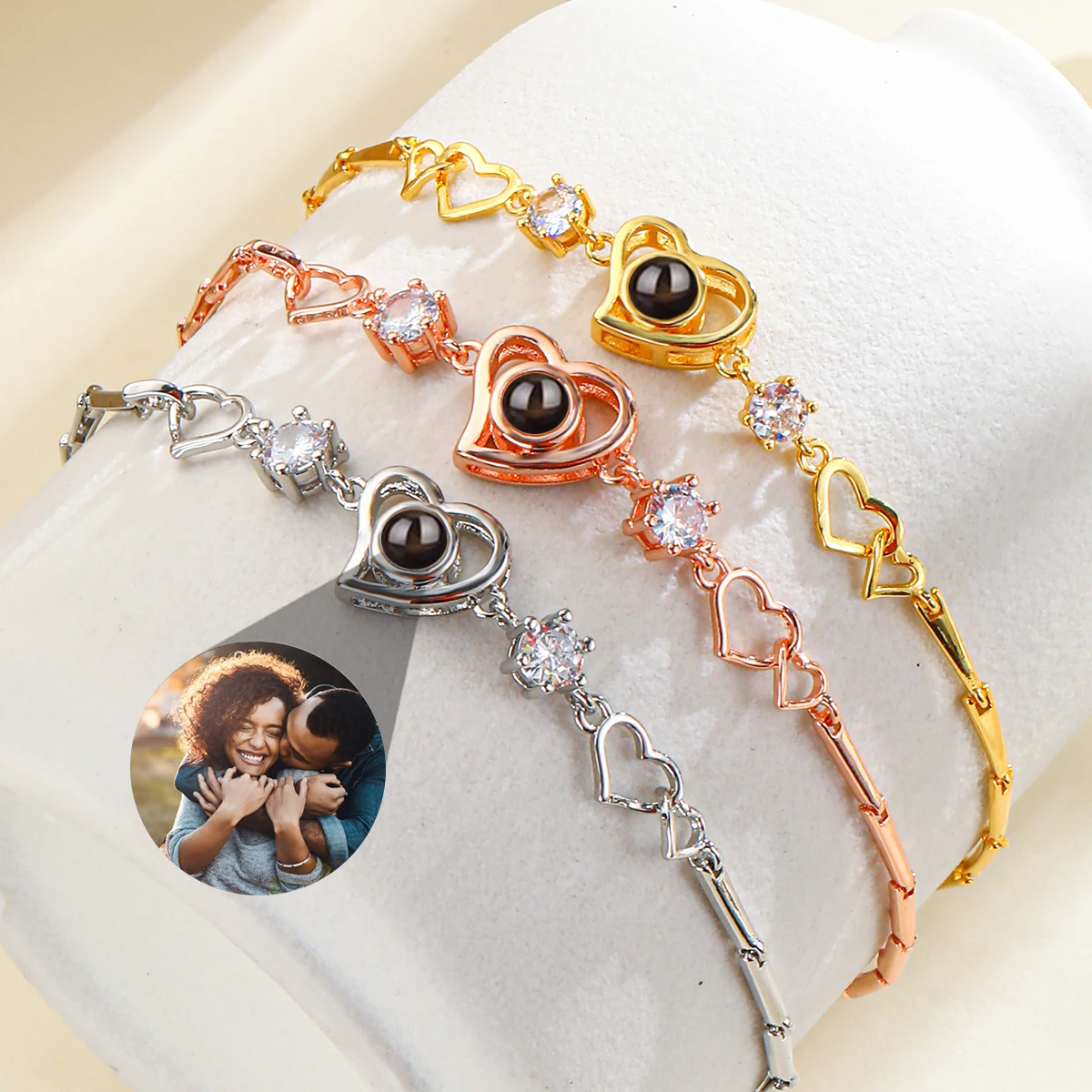 

Новый браслет в форме сердца, индивидуальные браслеты с проекцией фото, персонализированный женский браслет с изображением внутри, ювелирные изделия в Подарок на годовщину