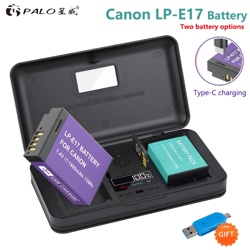 2-4Pcs LPE17 LP E17 LP-E17 Battery with Type-C Input for canon EOS RP 200 250D M3 M5 M6 750D 760D T6i T6s 800D 8000D Kiss X8i 1